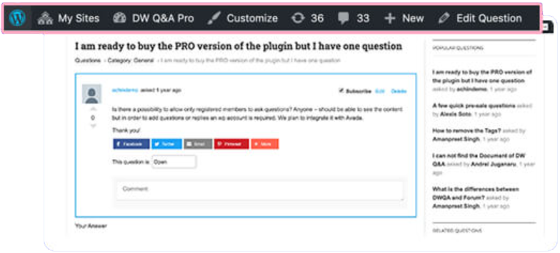 DWQA manage DW Question & Answer Pro