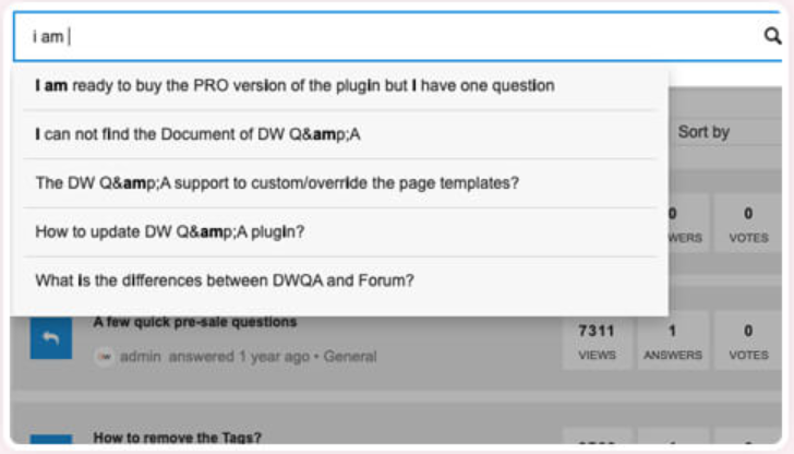 DWQA search DW Question & Answer Pro